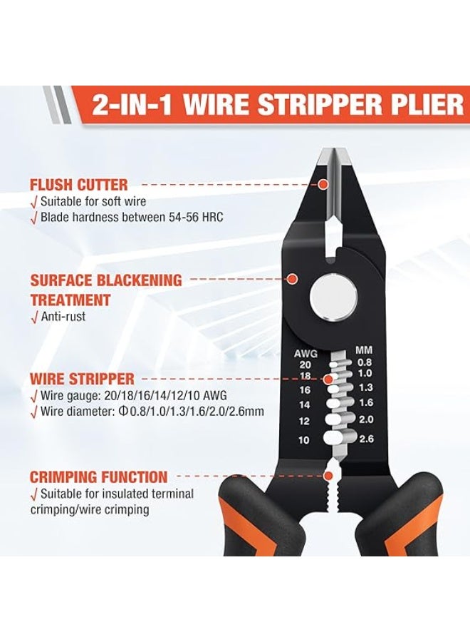 ValueMax Wire Stripper and Cutters, 10-22 AWG Wire Stripper Tool, Flush Cutter with Safety Lock and Curved Bevel Design, Diagonal Side Cutters for Electronics, Jewelry, 3D Printing, and Crafts - Image 3