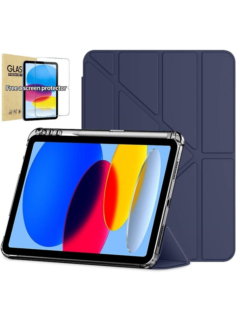 حافظة لـ iPad الجيل الحادي عشر 2025 (11 بوصة) / حافظة لـ iPad الجيل العاشر 2022 (10.9 بوصة) - غطاء خلفي شفاف ناعم رفيع مع منصة دعم ومحمل قلم أبل وغطاء ذكي، مناسب لـ iPad 11 بوصة الجيل الحادي عشر 2025 / iPad 10.9 بوصة الجيل العاشر 2022 + حماية شاشة مجانية - Image 1