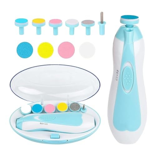 VIVATRA Baby Nail Trimmer Electric 6 in 1 Baby Nail File Clippers for Toes & Fingers, Safe Nail Filer Grinder Manicure Kit Kids 6 Replacement Tools with Led Light Trim and Polish - Assorted Color - Image 1