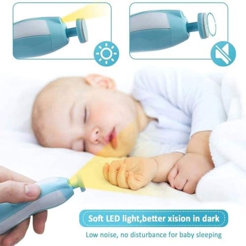 VIVATRA Baby Nail Trimmer Electric 6 in 1 Baby Nail File Clippers for Toes & Fingers, Safe Nail Filer Grinder Manicure Kit Kids 6 Replacement Tools with Led Light Trim and Polish - Assorted Color - Image 4