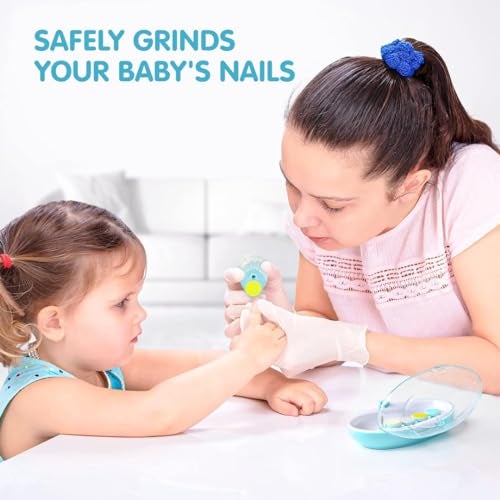 VIVATRA Baby Nail Trimmer Electric 6 in 1 Baby Nail File Clippers for Toes & Fingers, Safe Nail Filer Grinder Manicure Kit Kids 6 Replacement Tools with Led Light Trim and Polish - Assorted Color - Image 2