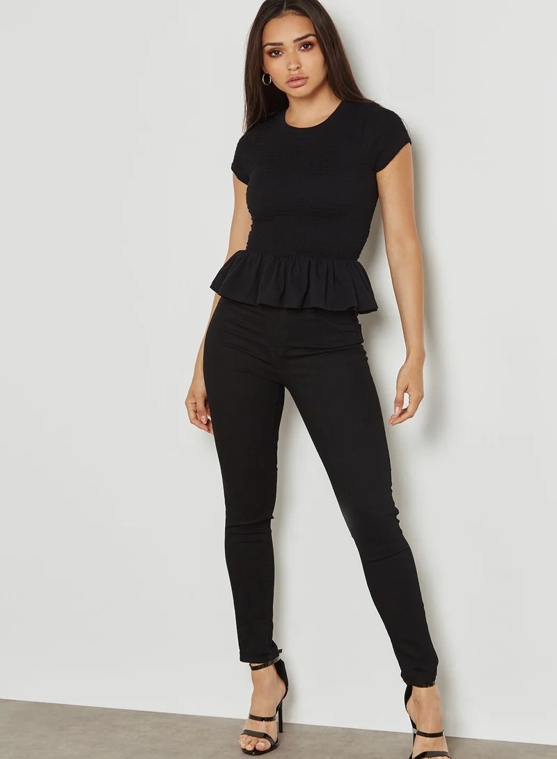 FOREVER 21 Smocked Peplum Top