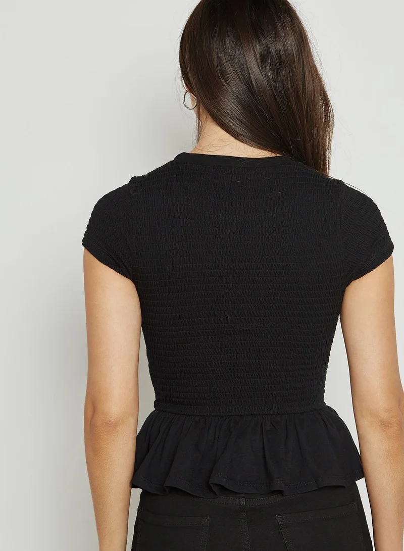 FOREVER 21 Smocked Peplum Top