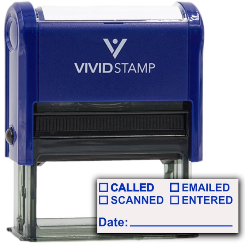 Called Scanned Emailed with Date Line SelfInking Office Rubber StampBlue Ink Q300