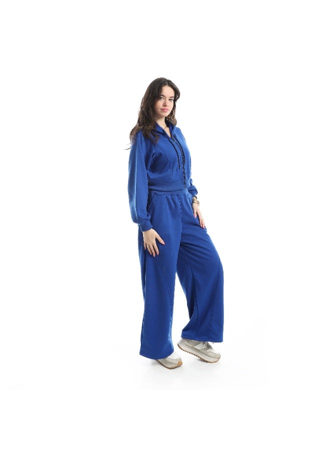 Caesar Women's two-piece Melton tracksuit with front zipper and wide-leg pants - Image 3