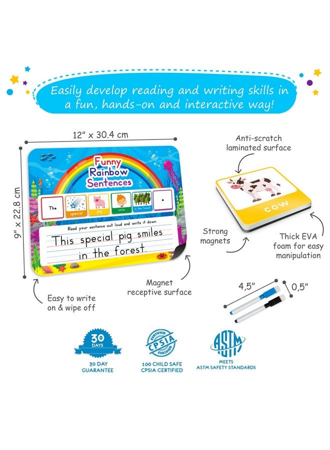 Simply magic 104 PCS Sentence Building for Kids, Sentence Building Magnets Kit, Learn to Read, Speech Speak Spell Games, Kids Vocabulary Builder, Sentence Building Games, Sight Word Magnets Games - Simply Magic  - Image 4