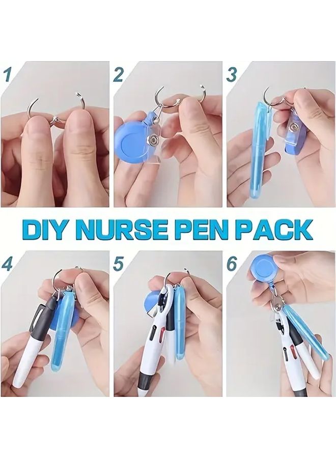 Nurse Pen Set 6 Pcs With Highlighters Markers Ball Pens And Retractable ID Reels - Image 4