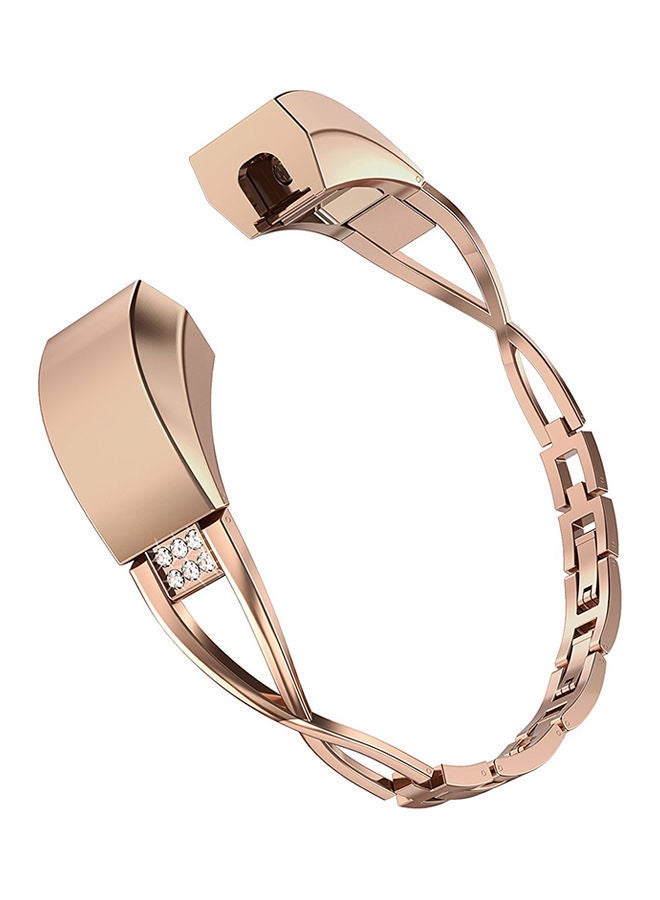 NIBEMINENT Diamond Jewelry Replacement Bracelet Strap For Fitbit Alta And HR Rose Gold/Clear - Image 1