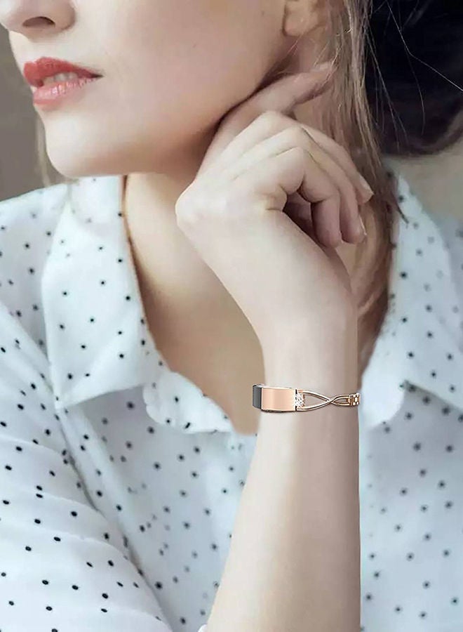 NIBEMINENT Diamond Jewelry Replacement Bracelet Strap For Fitbit Alta And HR Rose Gold/Clear - Image 4