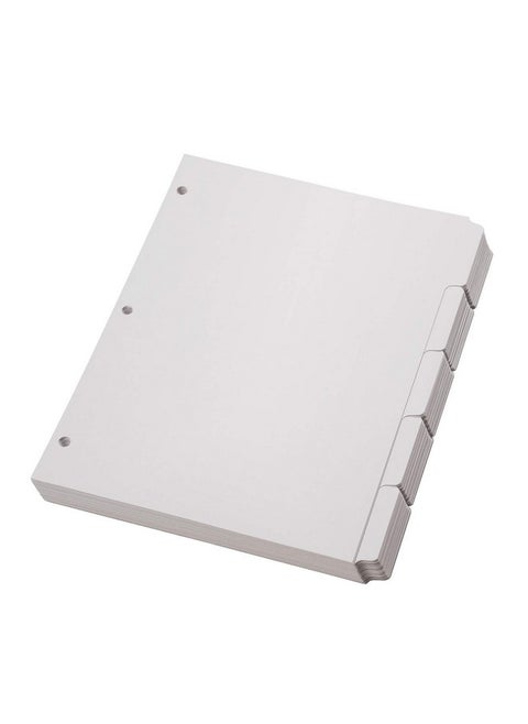 Blank Write On Binder Dividers, 1/5 Cut Tabs, 3 Hole Punch Dividers In 5 Tab Sets, 100 Dividers, 20 Sets, White (89981)