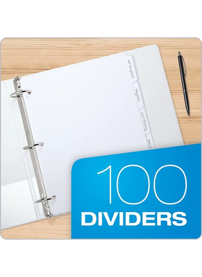 Blank Write On Binder Dividers, 1/5 Cut Tabs, 3 Hole Punch Dividers In 5 Tab Sets, 100 Dividers, 20 Sets, White (89981) - pzsku/Z99E9C68FBDD2FB6A25E3Z/45/_/1735214741/388614d6-4c7c-437d-8a18-654dcc182e69