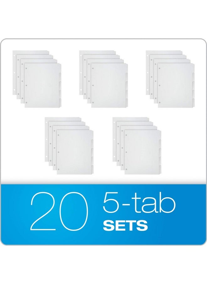 Blank Write On Binder Dividers, 1/5 Cut Tabs, 3 Hole Punch Dividers In 5 Tab Sets, 100 Dividers, 20 Sets, White (89981) - pzsku/Z99E9C68FBDD2FB6A25E3Z/45/_/1735214808/025a0369-1d32-4ef5-aa3c-43cda91a89e8