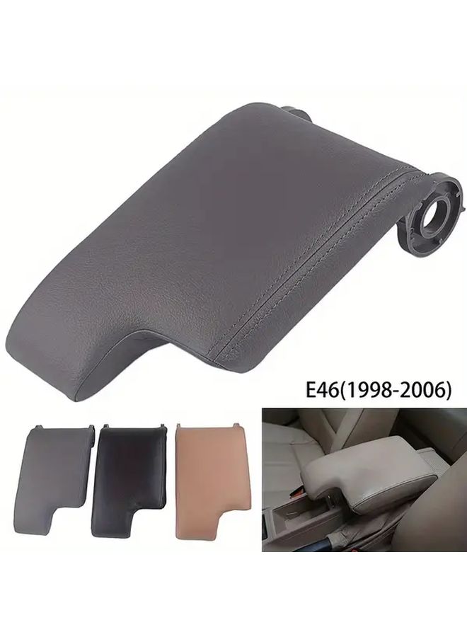 Fiber Leather Driver Side Armrest Cover For BMW E46 1998-2006 Black Center Console - Image 1