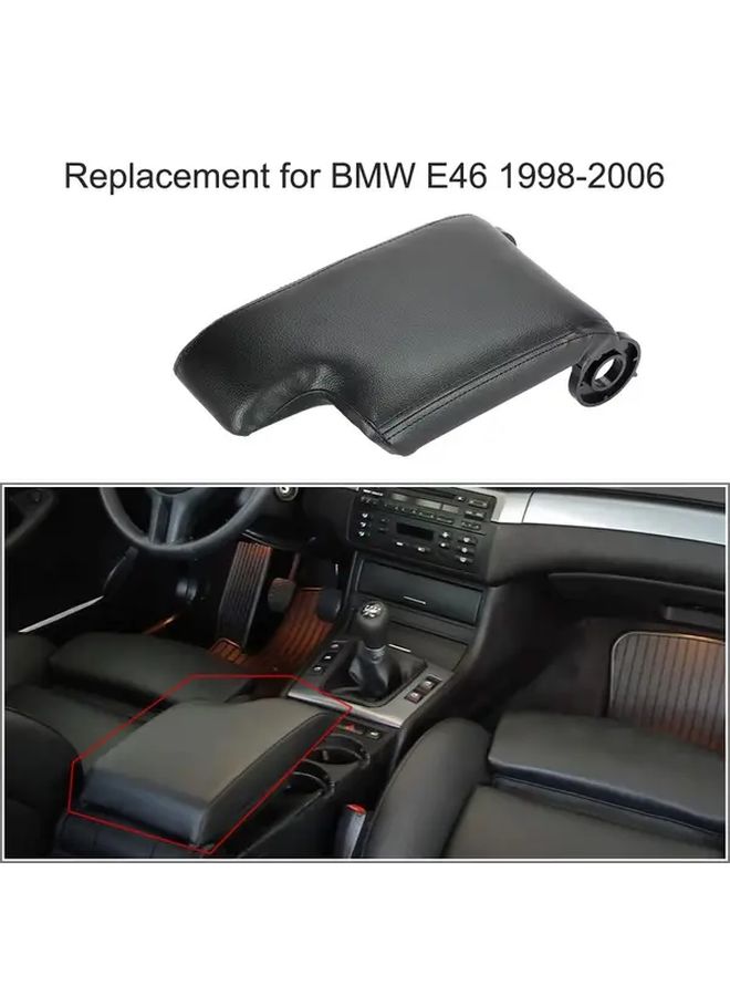 Fiber Leather Driver Side Armrest Cover For BMW E46 1998-2006 Black Center Console - Image 4