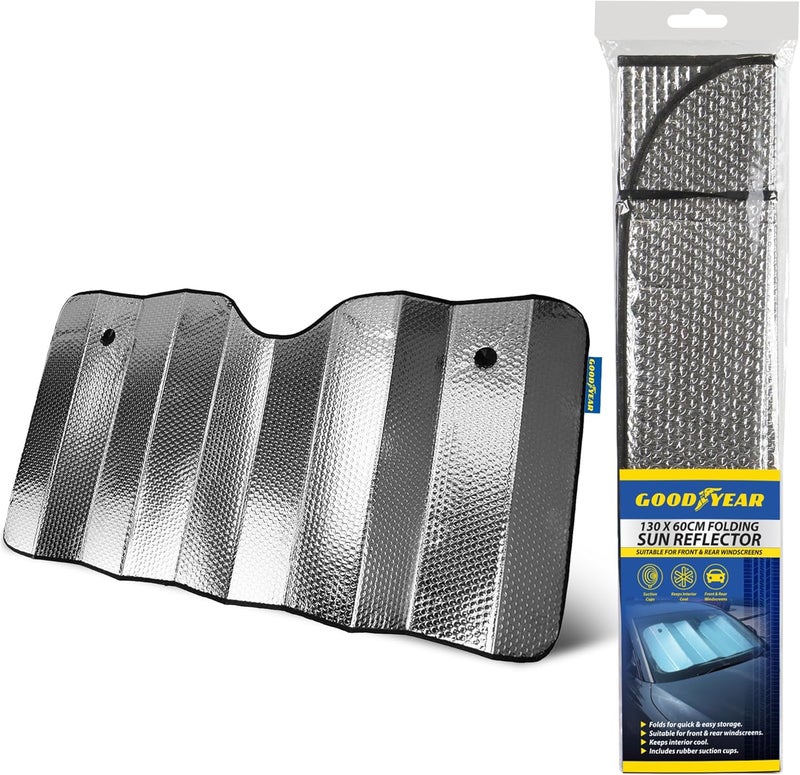 Goodyear Universal Windscreen Folding Foil Sun Shade - 130x60 cm - Image 1