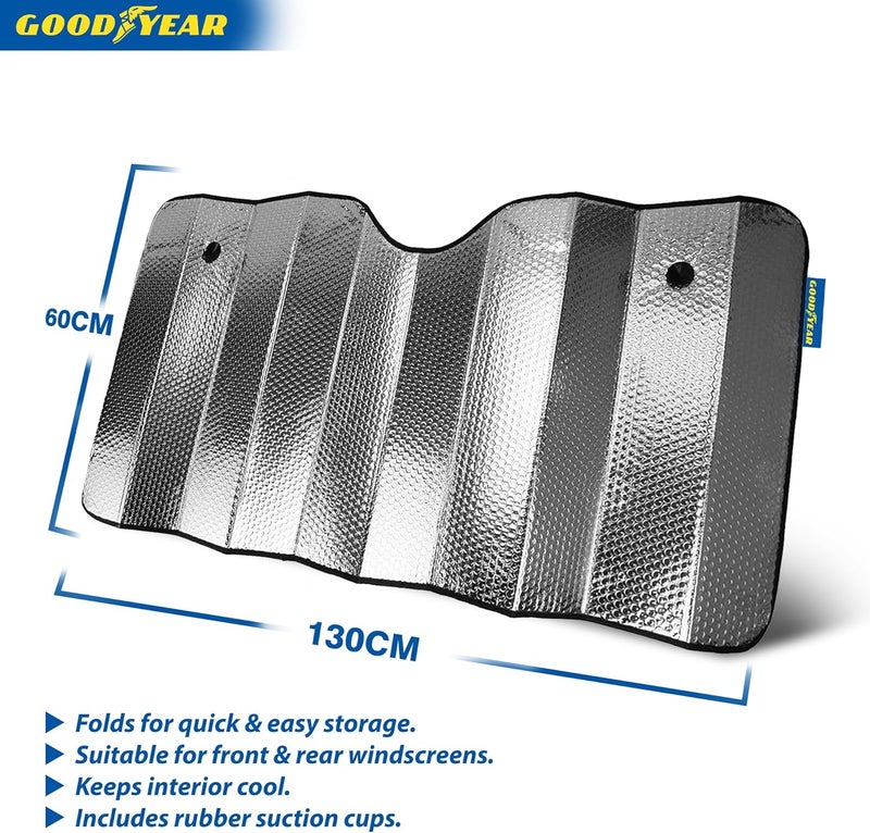 Goodyear Universal Windscreen Folding Foil Sun Shade - 130x60 cm - Image 4