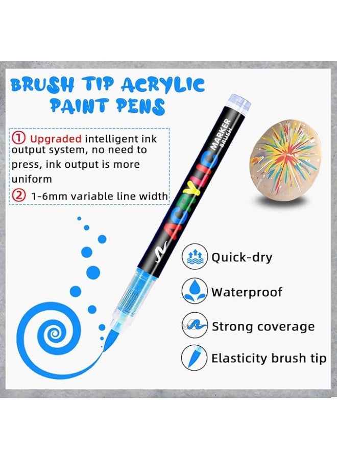 12 Colors acrylic paint Pens Soft Brush Tip Acrylic Markers Quick-Drying Waterproof Acrylic paint Markers for Canvas Wood Ceramic Stone and DIY Art Crafting - Image 2