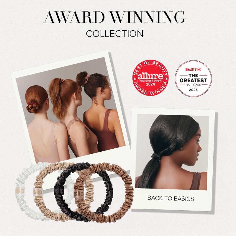 slip Silk Skinny Scrunchies - Black | Set of 4 Skinny Scrunchies | 100% Mulberry Silk, Anti-Crease, Gentle on Hair, Reduces Breakage | Stylish & Durable, Ideal for All Hair Types - Image 4