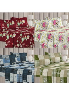 VAS COLLECTIONS VAS COLLECTIONS Aspire 2O Combo Pack of 4 Double Bedsheets with 8 Pillow Covers144 TC Soft Brushed Microfiber Long Lasting Wrinkle Free 220X218 Cm Or 7ftx7ft Maroon White Grey 