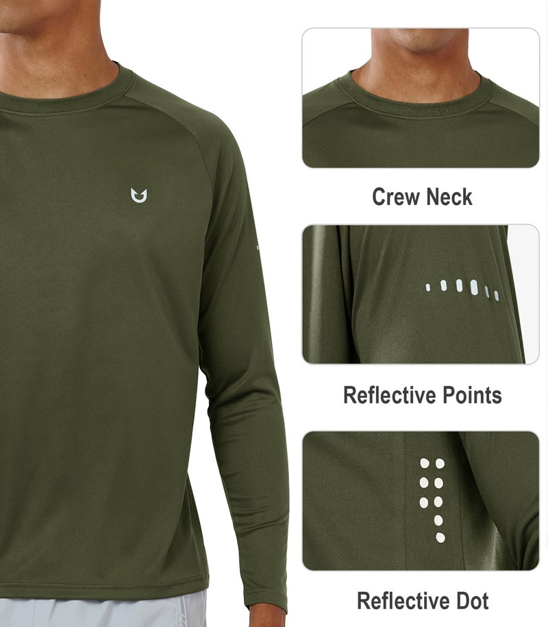 NORTHYARD Men's Sun Protection Shirts UPF 50+ Long Sleeve Swim Rash Guard Shirt Running Workout Athletic Hiking UV Fishing ArmyGreen XL - Image 4