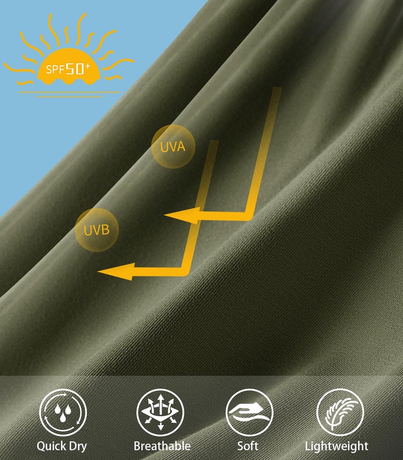 NORTHYARD Men's Sun Protection Shirts UPF 50+ Long Sleeve Swim Rash Guard Shirt Running Workout Athletic Hiking UV Fishing ArmyGreen XL - Image 5