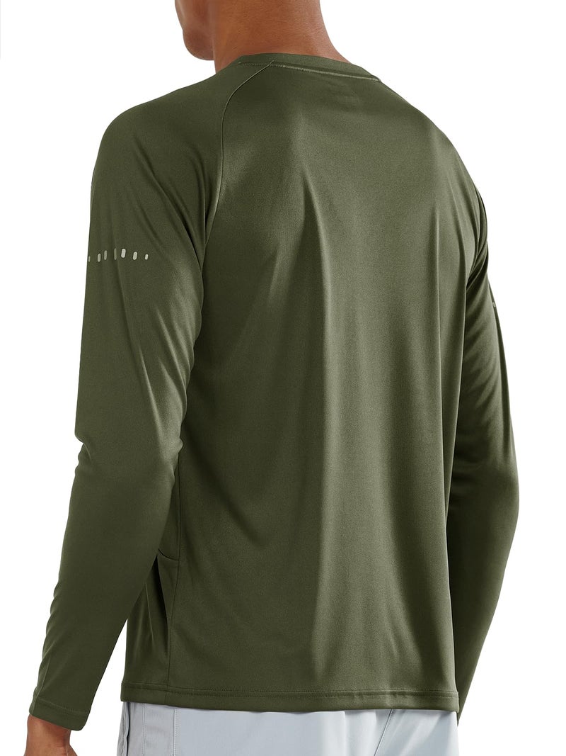 NORTHYARD Men's Sun Protection Shirts UPF 50+ Long Sleeve Swim Rash Guard Shirt Running Workout Athletic Hiking UV Fishing ArmyGreen XL - Image 2