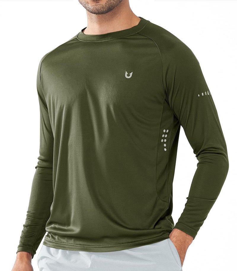 NORTHYARD Men's Sun Protection Shirts UPF 50+ Long Sleeve Swim Rash Guard Shirt Running Workout Athletic Hiking UV Fishing ArmyGreen XL - Image 1