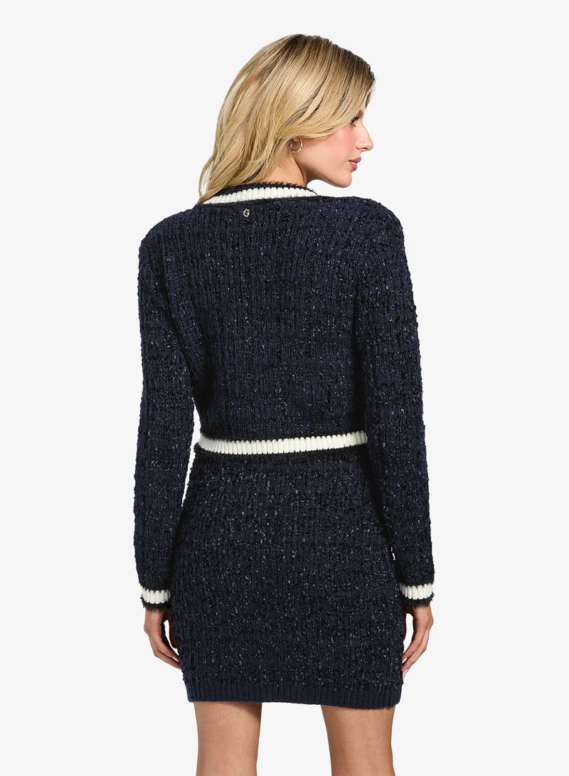 GUESS Long Sleeve V-Neck Aomori Tape Yarn Cardigan