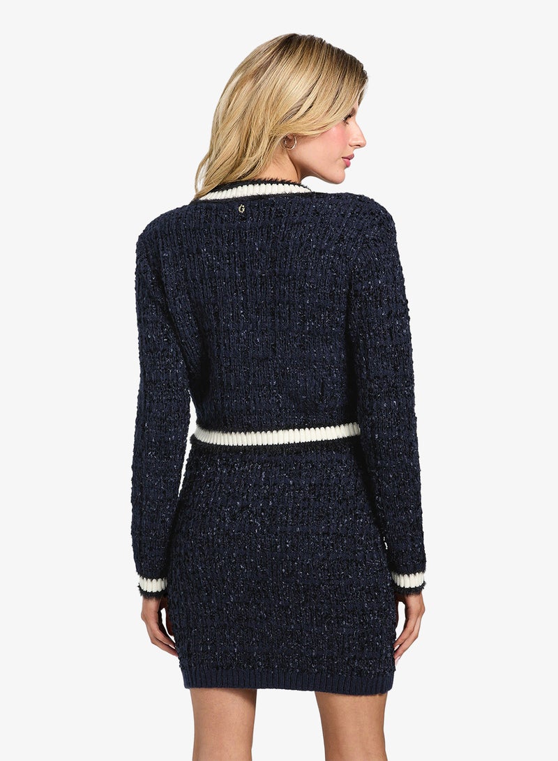 جس كارديجان بأكمام طويلة وياقة على شكل حرف  من خيوط أوموري - Image 2