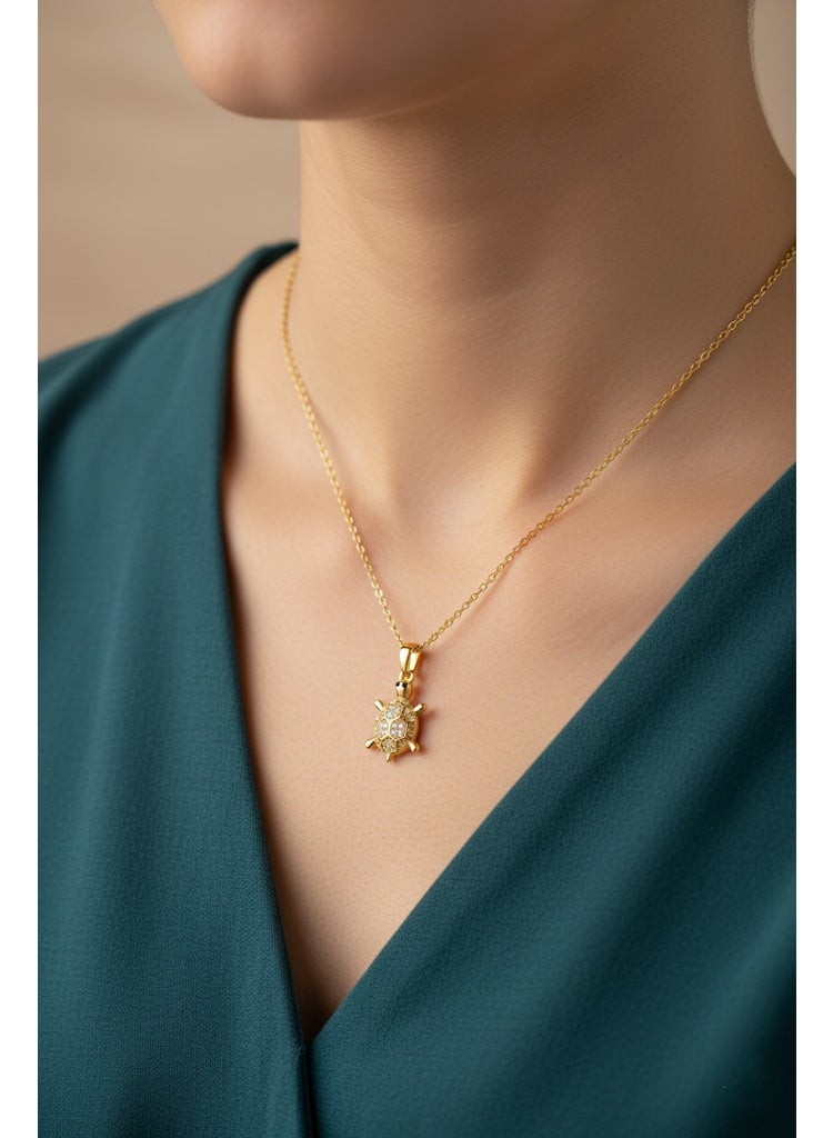 FLUFFY Women’s Necklace with Crystal Turtle Pendant, Refined Design - Image 1