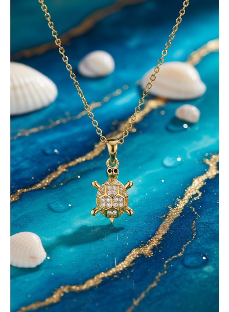 FLUFFY Women’s Necklace with Crystal Turtle Pendant, Refined Design - Image 2