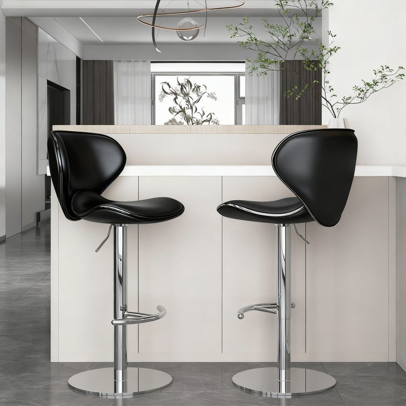 شاربدو 2 قطعة بار مقعد مجموعة، نابا الجلد عالية الظهر بار المقعد، مريحة وقابلة للتعديل عالية بار المقعد، 360 درجة الدوران، مناسبة للمطبخ المنزلي مقابل مطعم عالية المقعد - Image 1