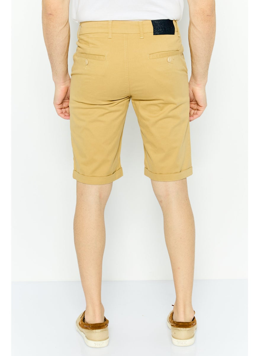 GAS Men Plain Chino Shorts, Tan  - Image 4