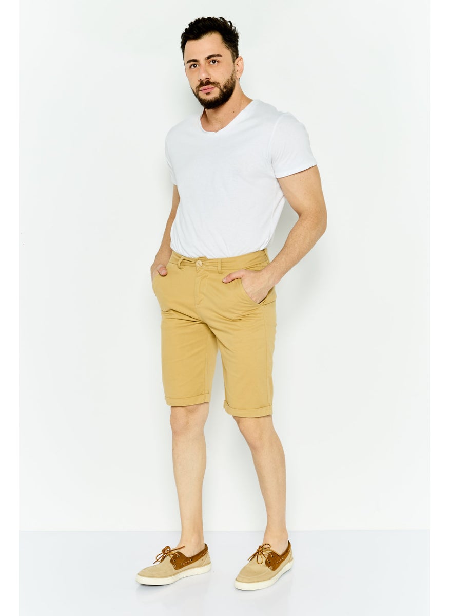 GAS Men Plain Chino Shorts, Tan  - Image 2