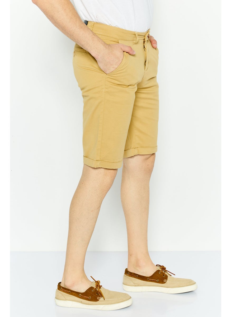 GAS Men Plain Chino Shorts, Tan  - Image 3