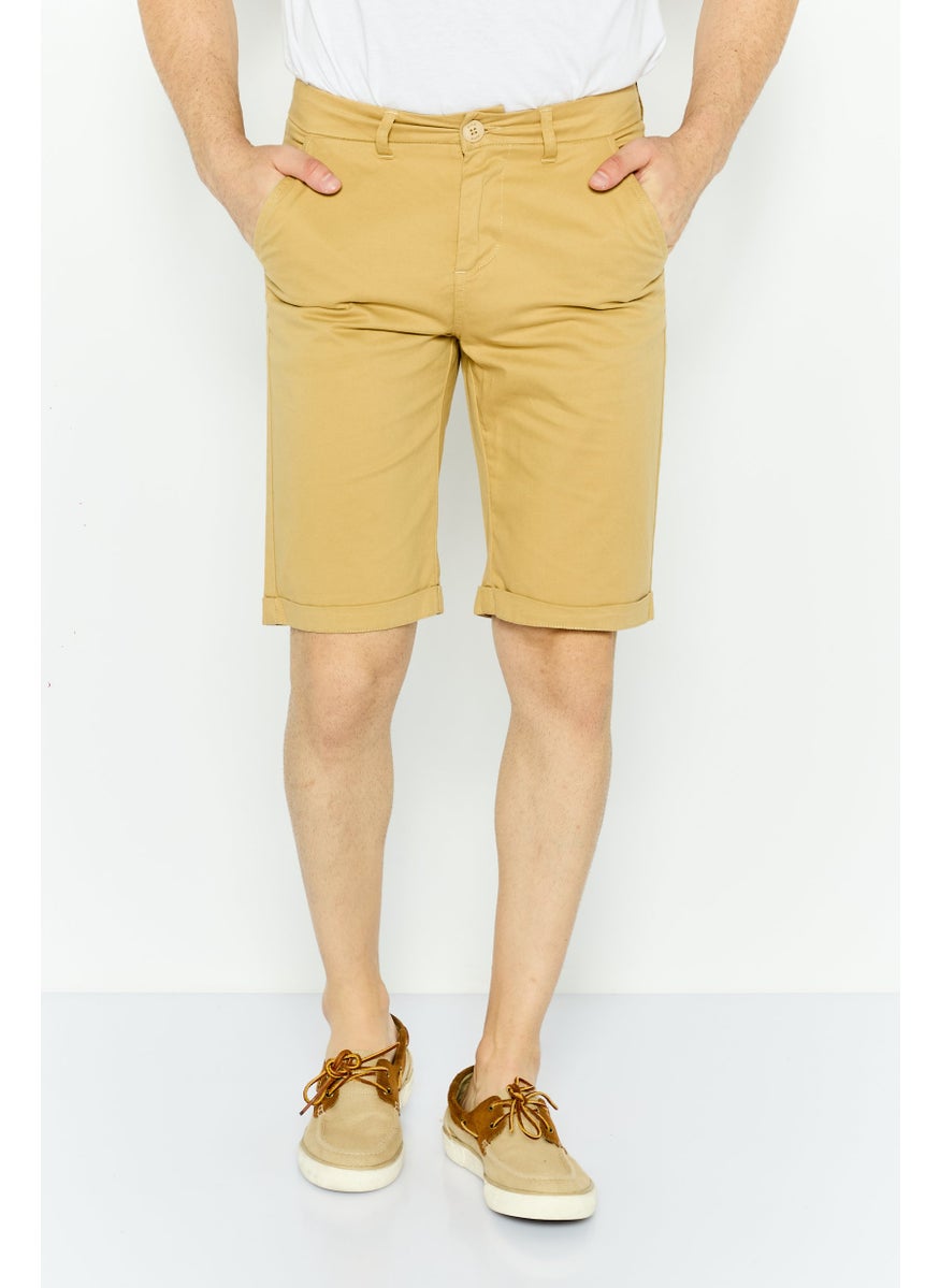 GAS Men Plain Chino Shorts, Tan  - Image 1