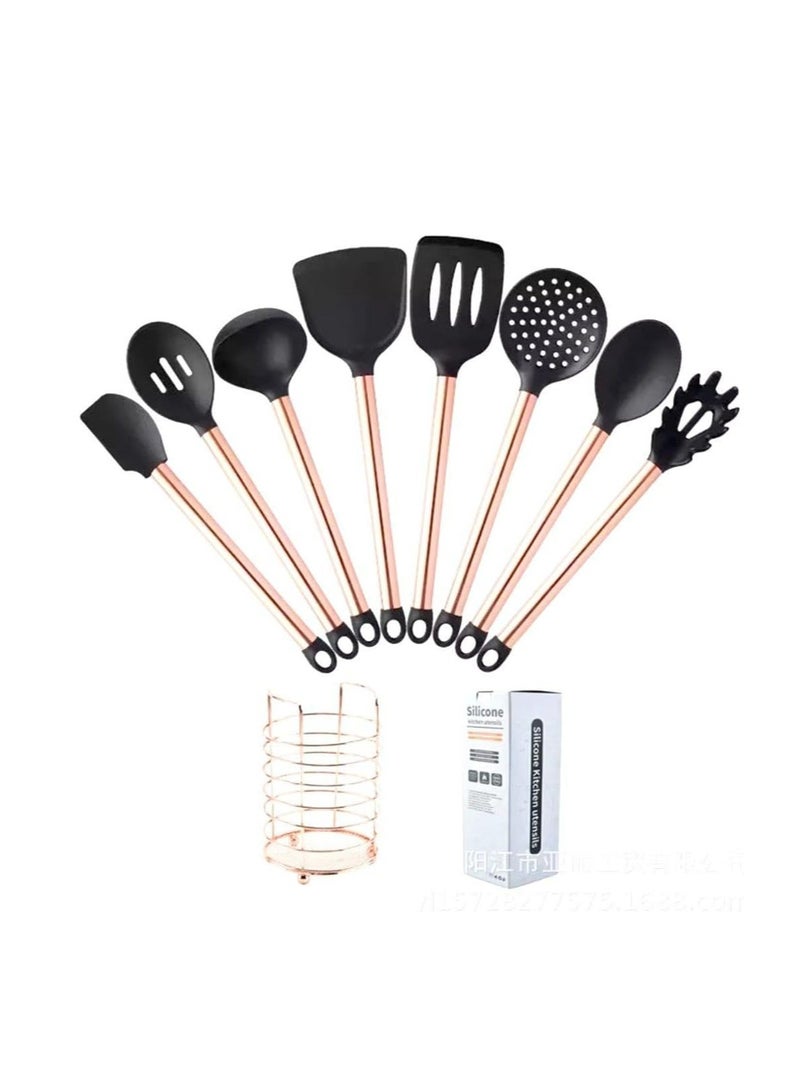 Rose Gold Stand 8 Pieces Gilded Cutlery Set with Non-Heat Metal Handle A Must-Have in Your Kitchen B  - Image 1