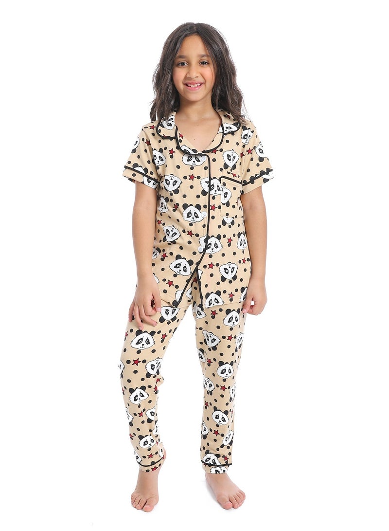 سيزار بيجامة بناتي متعددة الألوان ومزودة بزراير من الأمام - Image 1