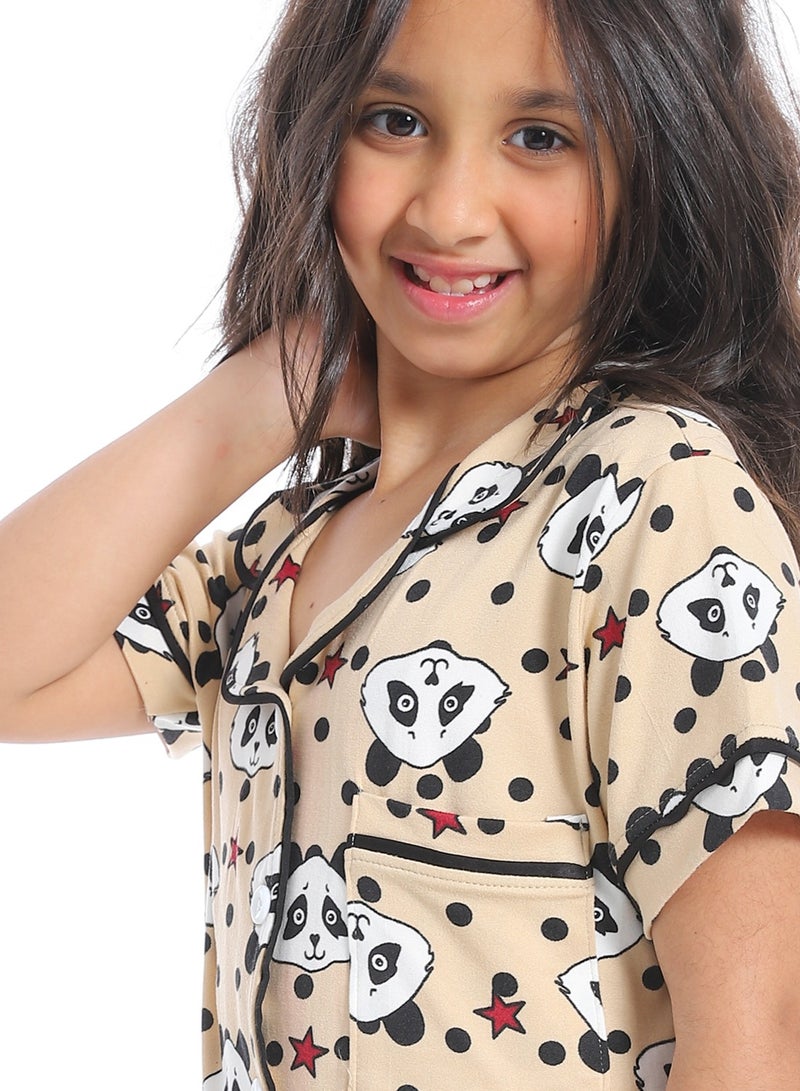 سيزار بيجامة بناتي متعددة الألوان ومزودة بزراير من الأمام - Image 4