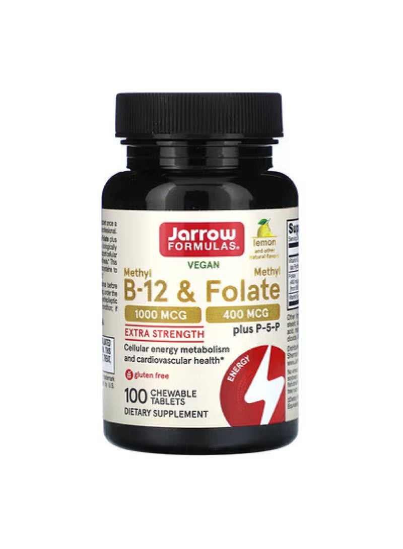 جارو فورملاز ميثيل ب-12 نباتي وميثيل فولات، بنكهة الليمون، 100 قرص قابل للمضغ