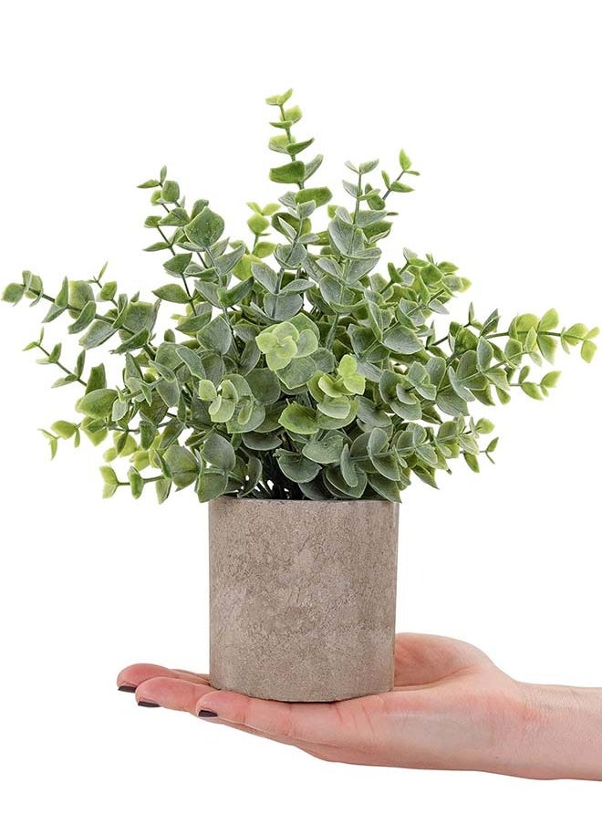 YIM-VIBEHAUS 2pcs Artificial Plants Small Fake Plants in Pots Faux Eucalyptus Potted Plant Set for Home Shelf Decoration Office Table Desktop Decoration  - Image 4
