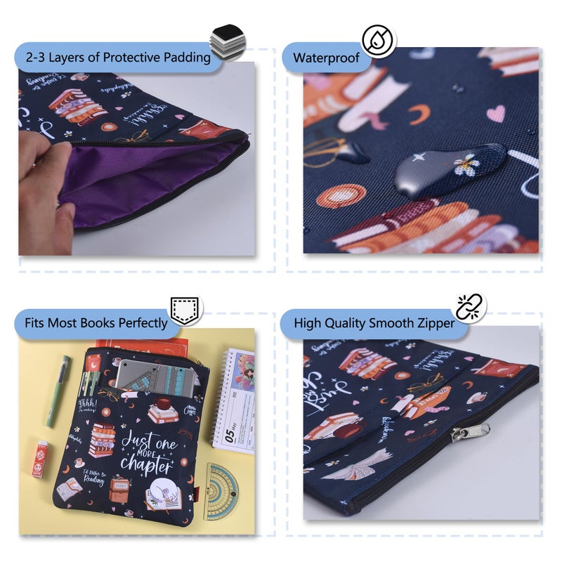 LParkin Just One More Chapter - Waterproof Book Sleeve with Zipper & Front Pocket | 11x8.5 Inch Canvas Book Cover Protector | Perfect Book Lovers Gift for Travel - Image 4