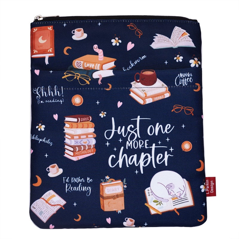 LParkin Just One More Chapter - Waterproof Book Sleeve with Zipper & Front Pocket | 11x8.5 Inch Canvas Book Cover Protector | Perfect Book Lovers Gift for Travel - Image 1