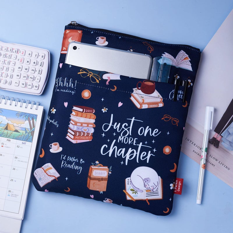 LParkin Just One More Chapter - Waterproof Book Sleeve with Zipper & Front Pocket | 11x8.5 Inch Canvas Book Cover Protector | Perfect Book Lovers Gift for Travel - Image 3