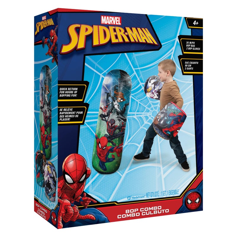 Hedstrom Spiderman Bop Bag Inflatable Punching Bag  Gloves Set 36 Inch 5682274 - Image 3