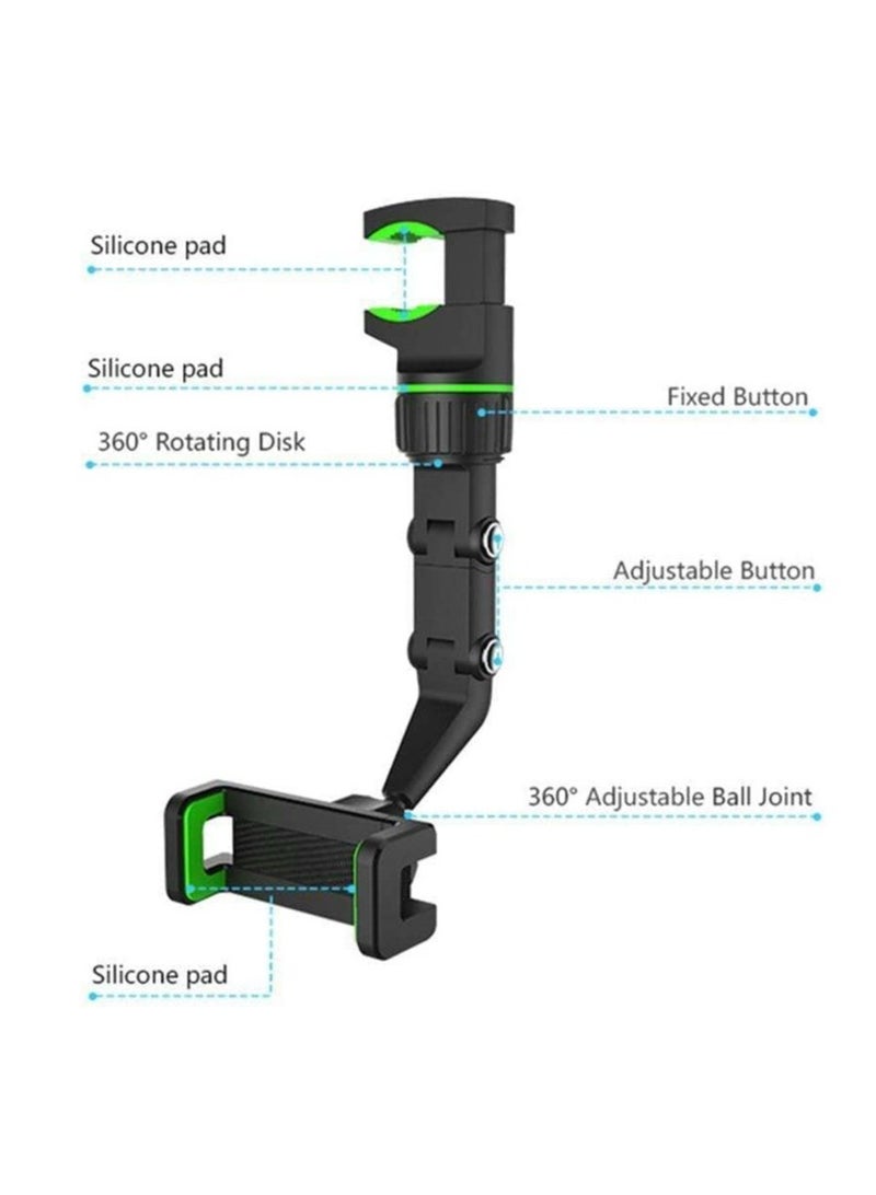 ELTRAZONE Car Phone Holder Mount, 360 Degrees Rotate Adjustable Suspension Mount Phone Holder, Multi-Function Rearview Mirror Cell Phone Holder for All Mobile Phones - Image 2