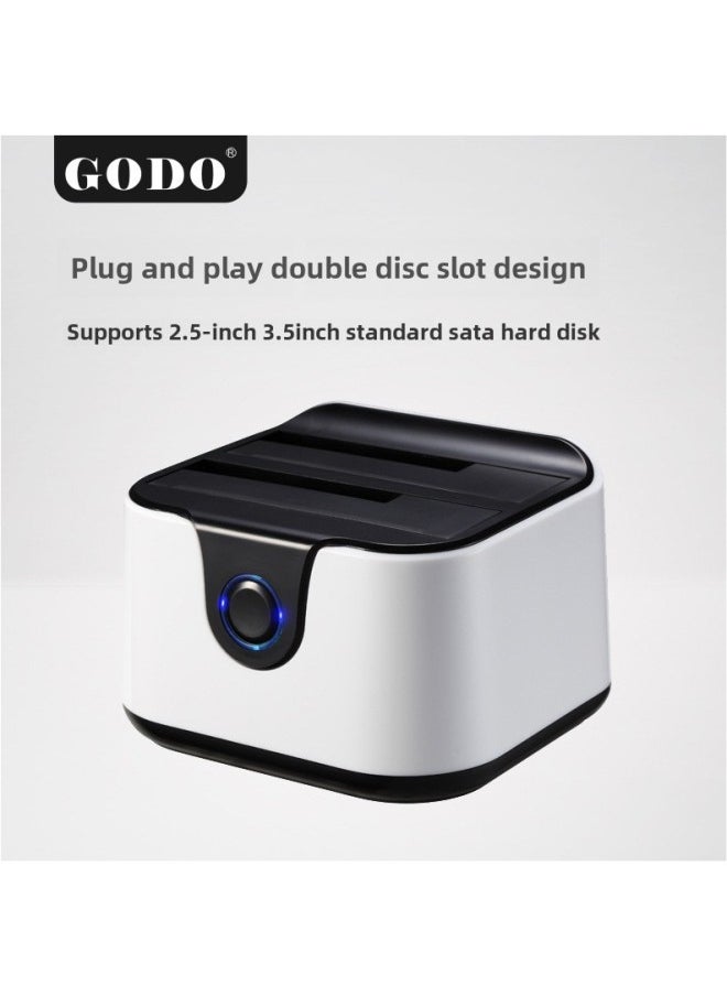Generic - GODO Mechanical Hard Disk External Box 2.5/3.5 Inch Universal Reader Usb3.0 Mobile Hard Disk Box Base-Color:Business Model-Double-disk Black PD10T - Image 1
