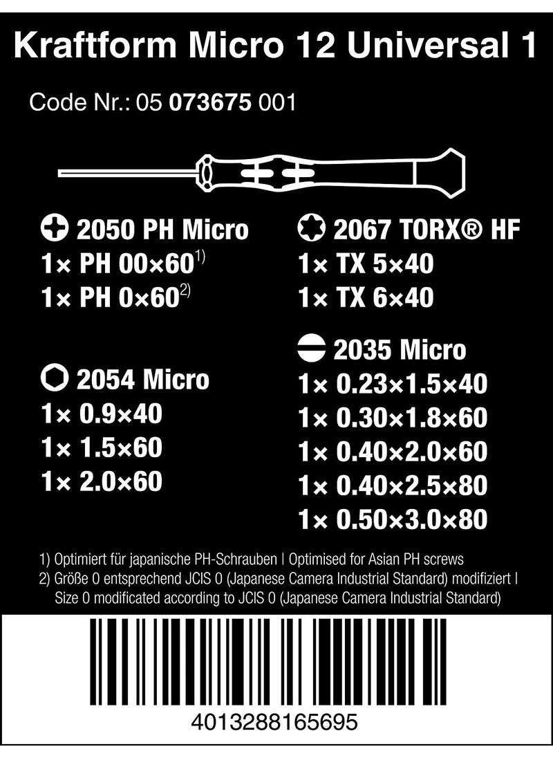 Wera Kraftform SB 12 Pack Micro Screwdriver Set 05073675001  - Image 3