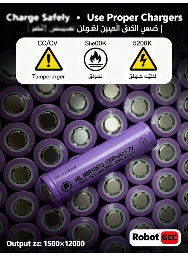 robotgcc 18650 Flat-Top Li-ion Battery 3.7 V 1200 mAh | Lab-Verified True Capacity | Ideal for Research and Long-Term Engineering Projects (50 Pack) - Image 5