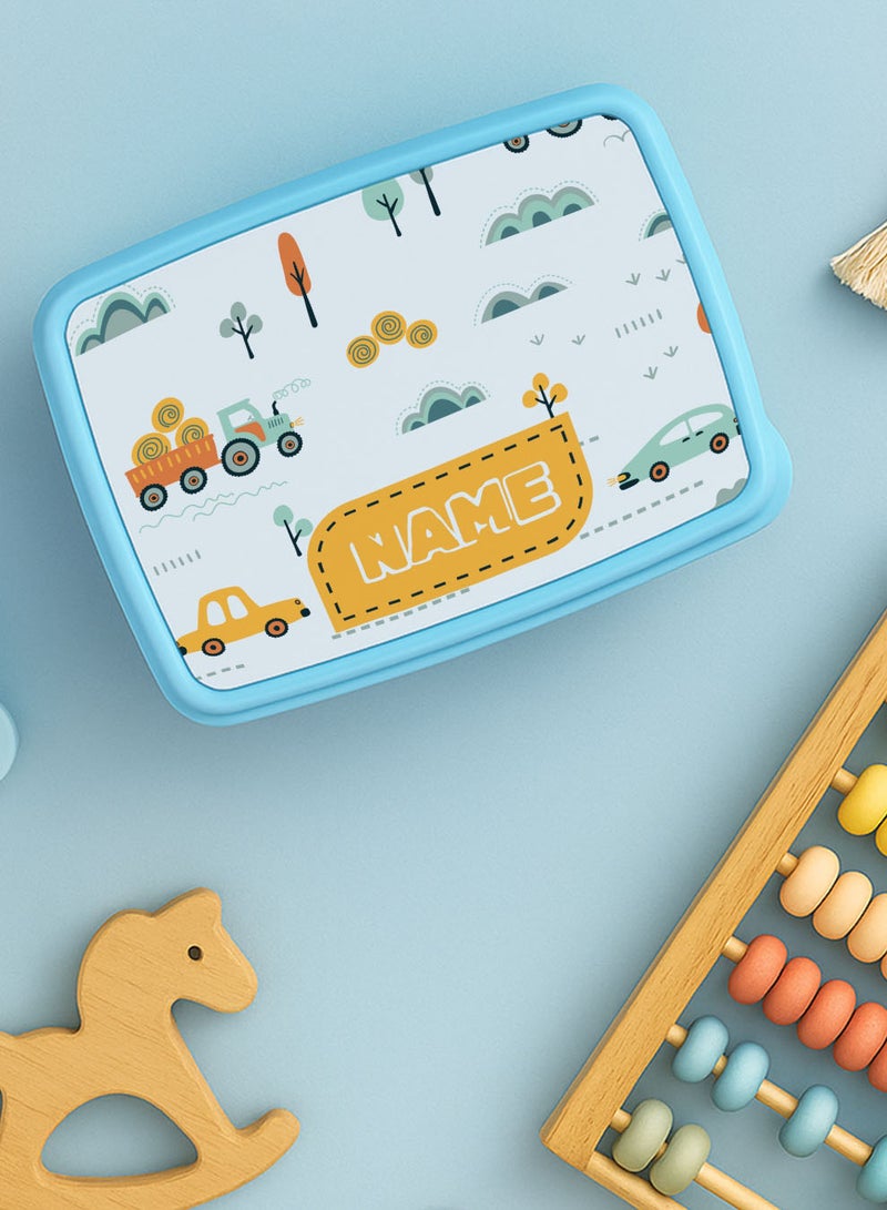 لوحة علبة طعام لانش بوكس باسم قابل للتخصيص مع تصميم سيارات ملونة - Image 3